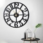 Wallity Reloj de Pared Decorativo Circle XL, Metal Negro 70x70 cm, Elegante y Moderno